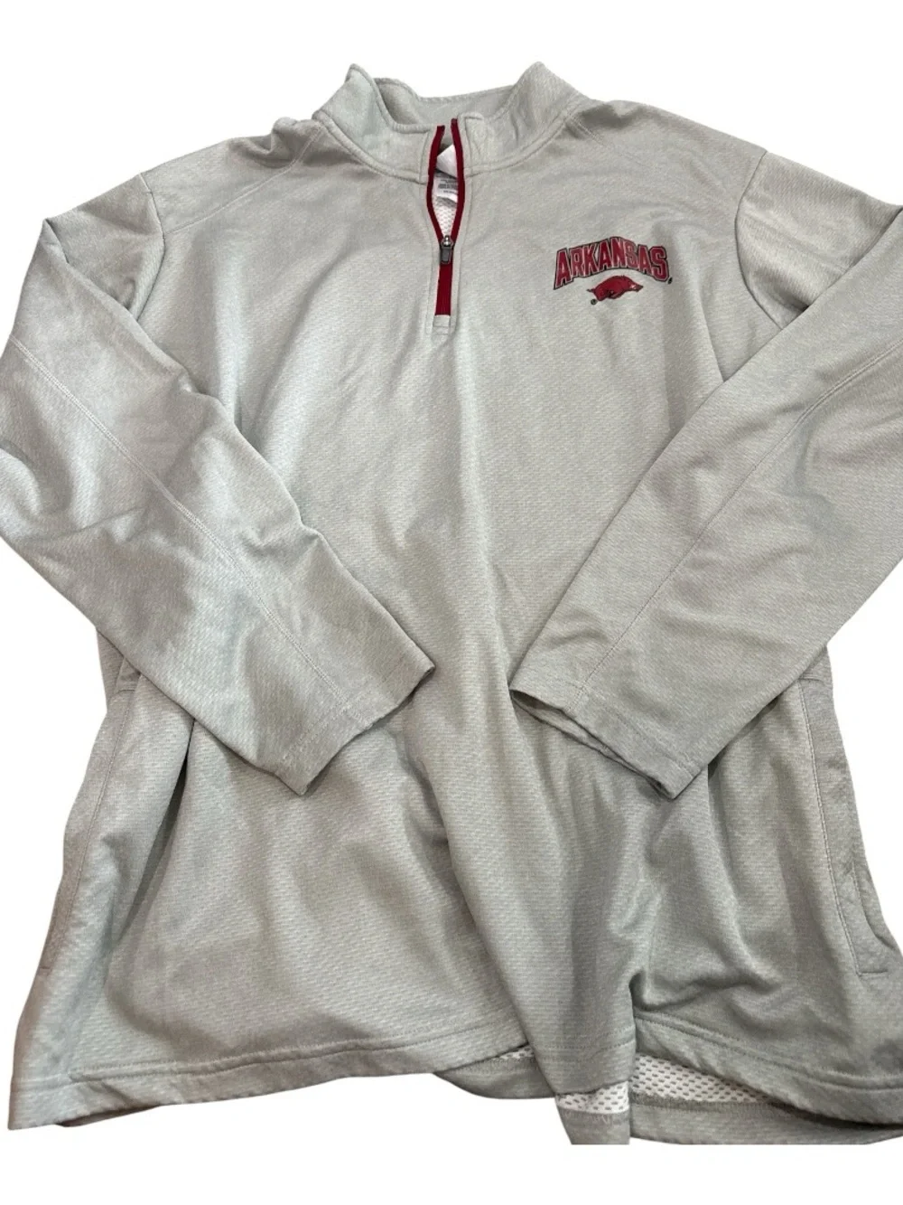 Arkansas Razorbacks Champion 1/4 Zip Pullover Solid Gray Long‎ Sleeve Men's 2XL